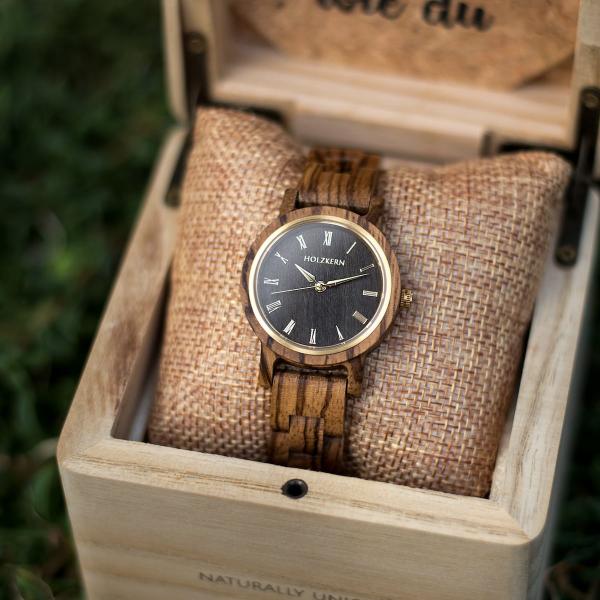 HOLZKERN | Erde Elemente Damen Holzarmbanduhr 32mm